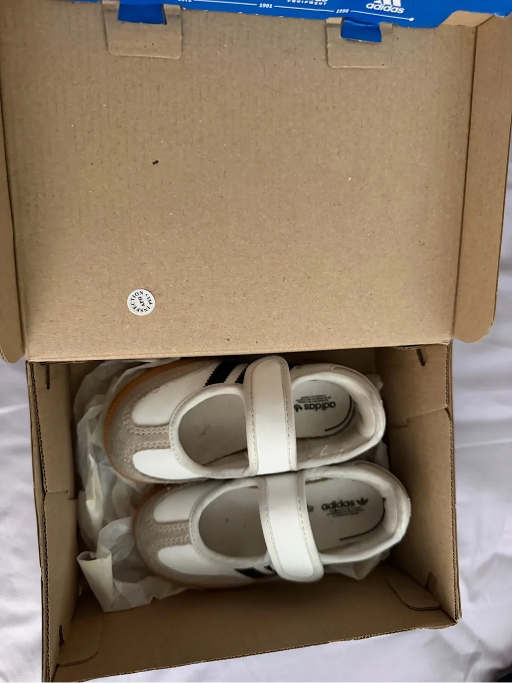 adidas White and Black Baby Mary Jane Walker Shoes
